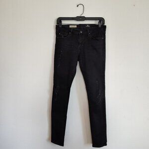 Ladies SZ 26R Adriano Goldschmied Black Distressed Legging Jean